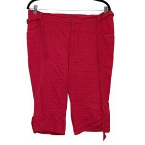Contact Linen Capri Shorts Women's Size Large Pink Stretchy Waist Belt